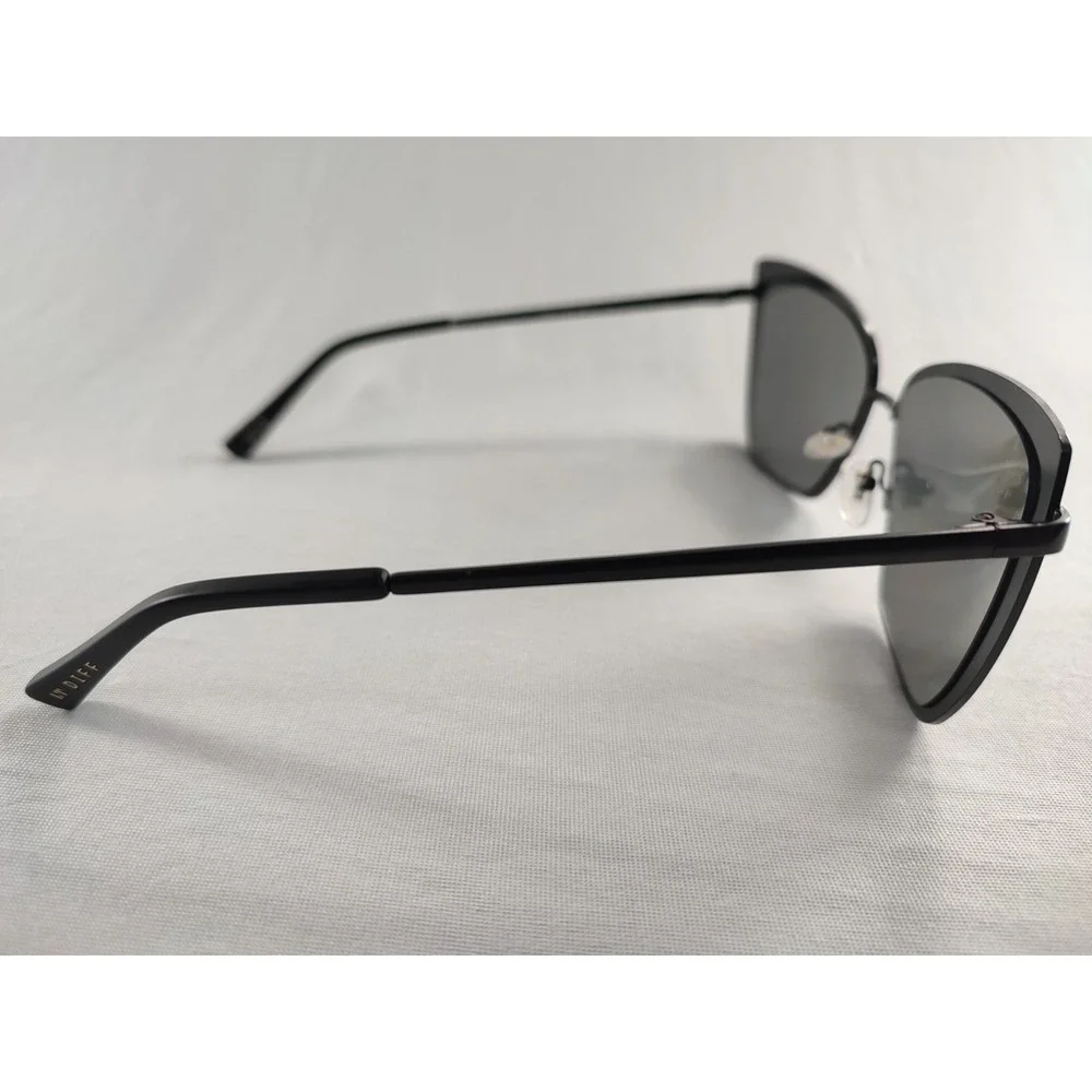 DIFF Eyewear Grace Matte Black Silver Mirror Oversized Sunglasses 58-15-142‎ NEW